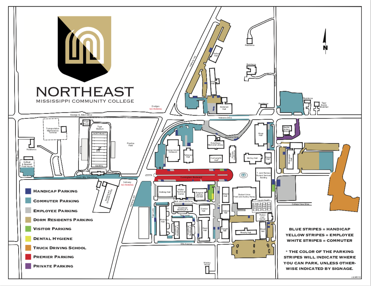 Northeast Community College Campus Map Vehicles Rules And Regulations | Northeast Mississippi Community College